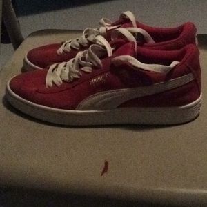 Red And White Suede Pumas